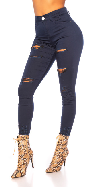 Skinny Ripped Jeans Navy